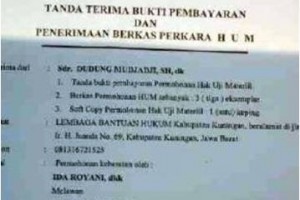 Tanda terima pendaftaraan uji materil perda mihol di MA.